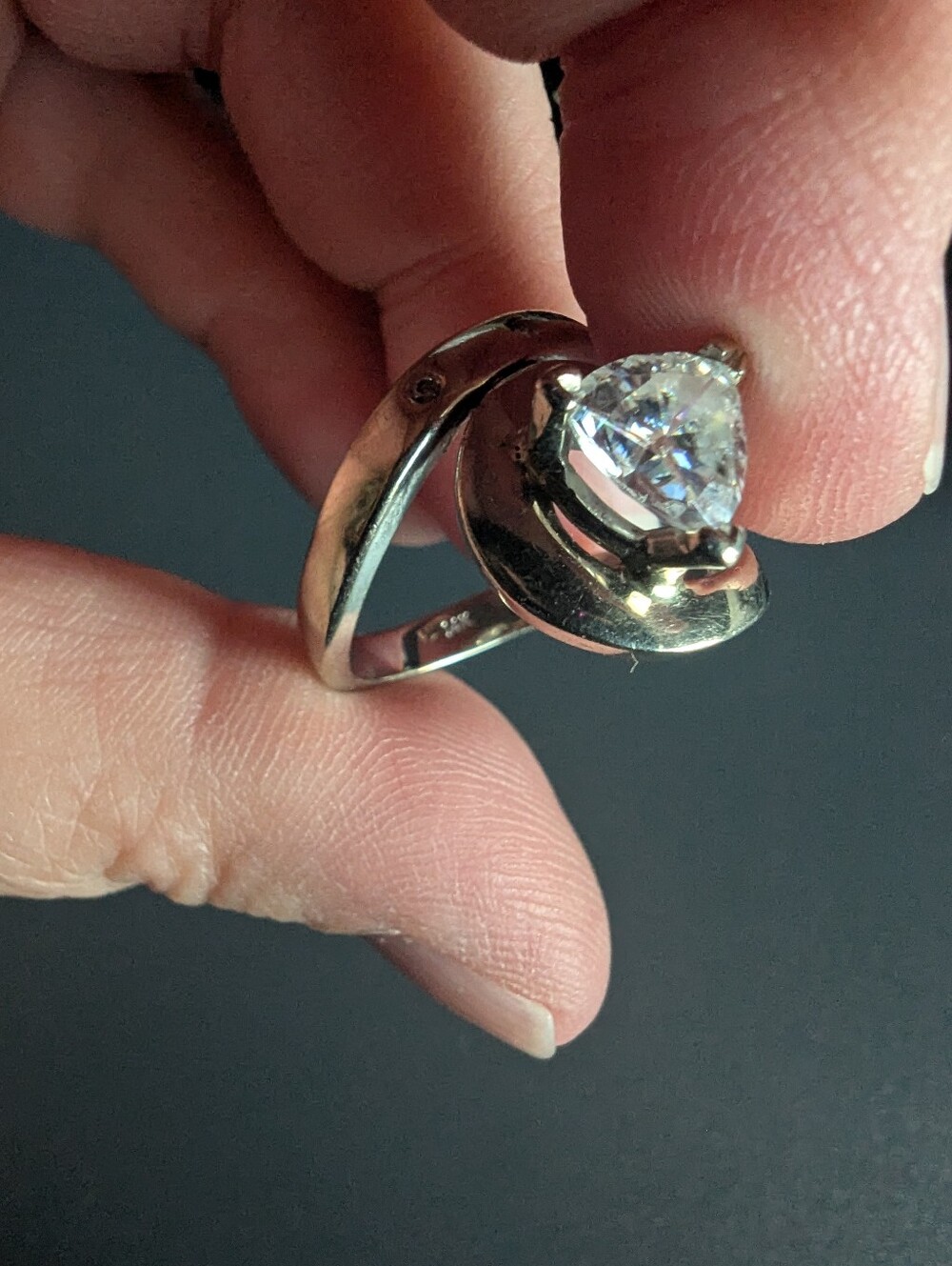 Custom Trillion Cut Wedding Ring - Picture 5 of 6